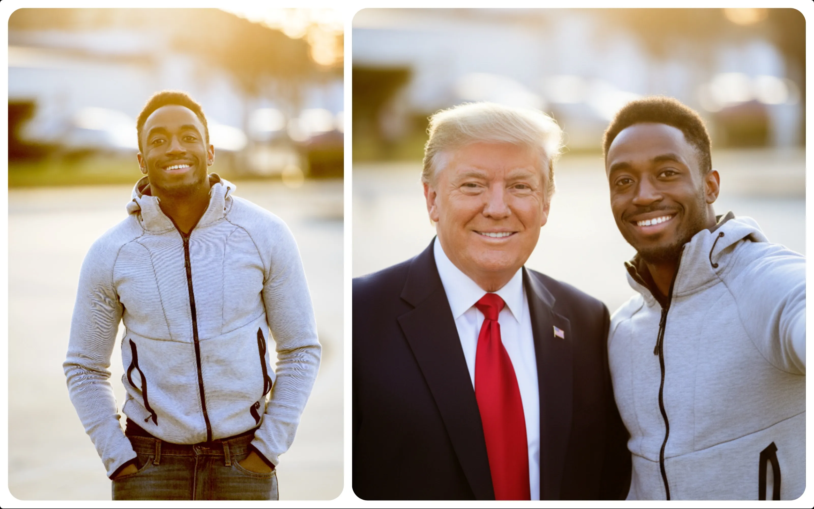 Selfie amigável com um Trump